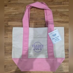Trader Joes Pink Mini Canvas Tote
